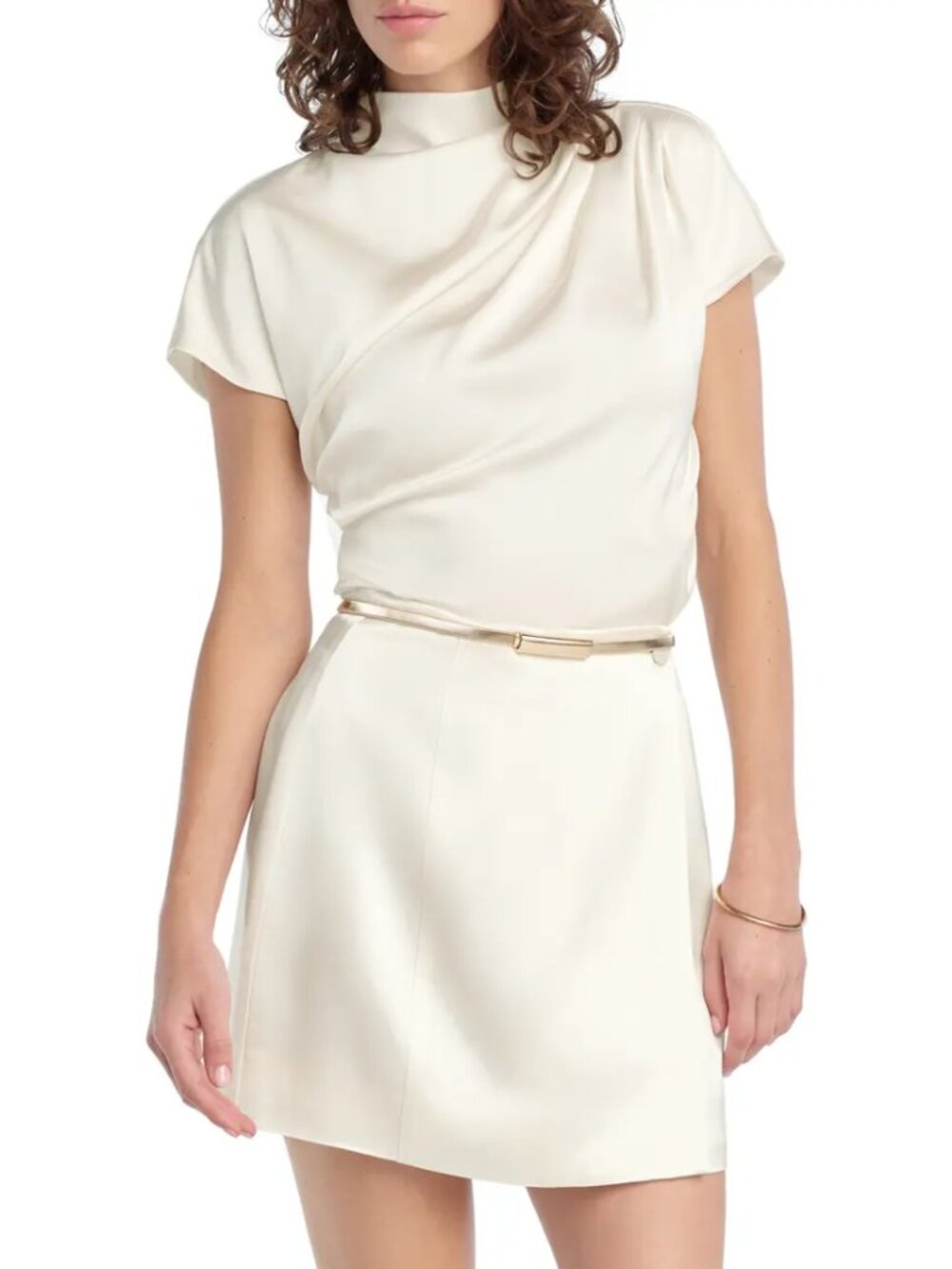 Favorite Daughter The Graceful Draped Top Ivory Pleated Silky Blouse Size XS NWT